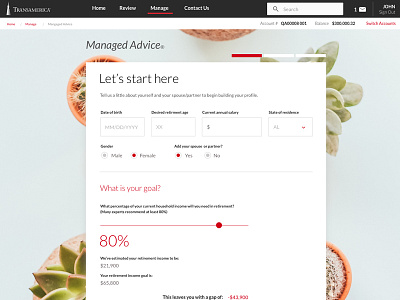 TransAmerica DCMA redesign registration forms sign up form ui web design