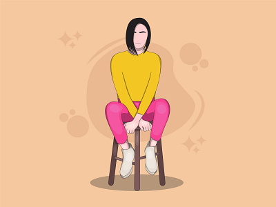 Chilling-out abstract art chill creative creative illustration design graphic illustration hair happy happy woman illustration illustrator art sitting table