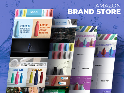 Amazon Brand Store - Water Bottle - A Better Planet amazon amazon brand store amazon infographics amazon insert card amazon listings amazon store front branding creative creative illustration digital design graphic design graphic illustration graphic template infographics product feedback product rating ui ux web design