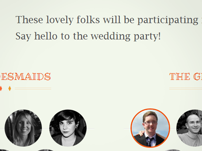 Wedding Party avatars icons listing people web