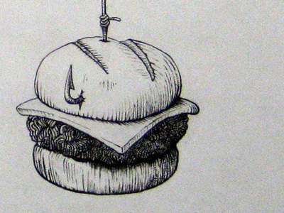 Caught me a burger! illustration ink