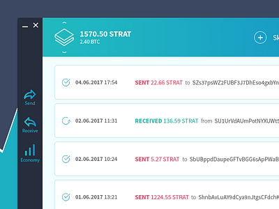 Stratis Wallet UI bitcoin blockchain blue crypto desktop simple stratis ui ux white