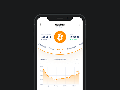 Crypto Wallet UI - Holdings bitcoin crypto crypto wallet dash mobile neo portfolio ui wallet