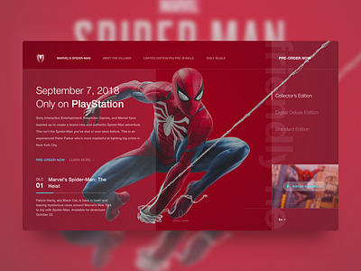 Spider-Man Layout Design concept design landing landing page layout minimal red spiderman ui ux web white