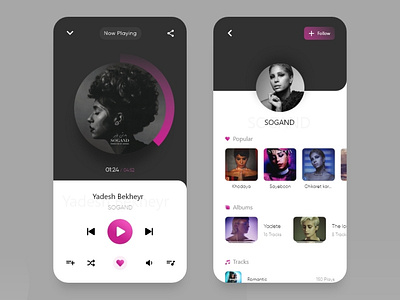 music app app design flat minimal ui ux vector