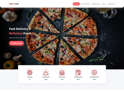 Nero food landing page delivery food landing page material design ui ui design uiux ux ux design website webui