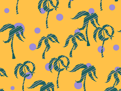 Geometric palms with purple sun on yellow background seamless pa abstract art background beach black decoration design drawing exotic fabric fashion floral forest garden geometric graphic green hawaii illustration jungle