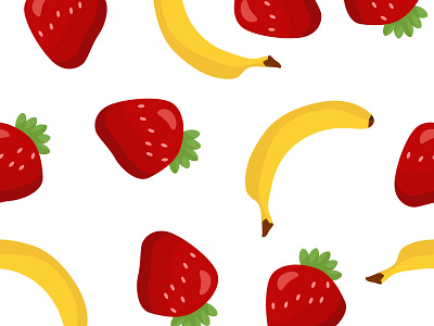 Summer vibe pattern. abstract art background bananas design drawing exotic food fruit strawberry summer