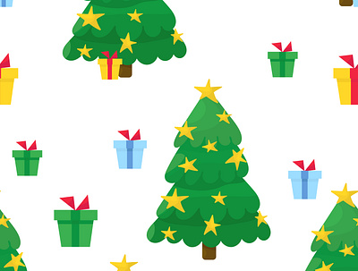 Christmas tree seamless pattern 2020 christmas christmas tree gifts new year presents