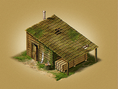 Woodcutter building game house isometric woodcutter