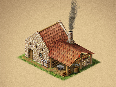 Forge building forge game house isometric