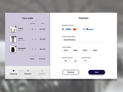 Creditcard checkout | concept credit card checkout design minimal order management payment store ui ux