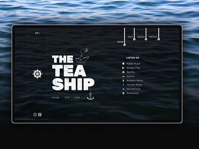 Main page of the Music Band website design logo minimal music sea ship tea typography ui ukraine ux water waves web design website