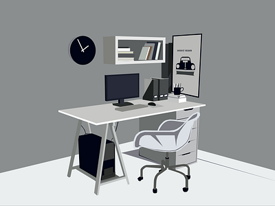 Workoholic Room animation branding design digital art illustration logo room ui ux web work