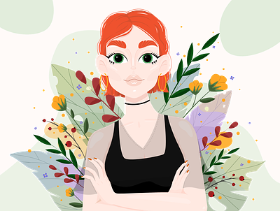 Redheads have a soul art art illustration artist creative draw face flat flowers girl graphic illustration picture redhead sketch sketchbook spring vector