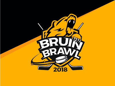 BRUIN BRAWL 2018 animal apparel bear bear logo branding character emblem logo fast game hockey hockey ball modern play shield sports sporty stars swoosh