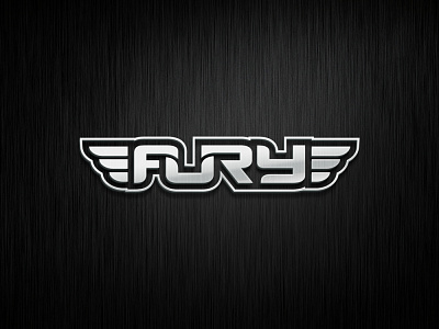 FURY airforce anger combine connect fighting fly fury game icon logo logotype metal minimalist modern sports steel strips text based vector wings