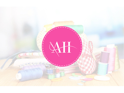 AH apparel branding cloth clothing creative dots fashion feminine flow garments industry initials logo logotype pin seal sew sew machine typeography wear