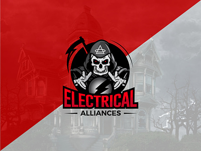 Electrical Alliances alliances art banding bolt electric electrician fun horror illustraion killer logo magic mascot movie skull vector