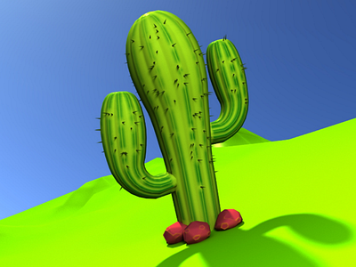 Cactus maya lowpoly 3d cactus cartoon