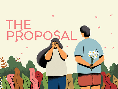 Propose boy daisy design flat illustration flowers girl illustration proposal propose