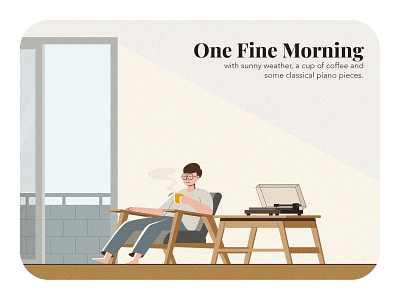 One Fine Morning coffee design flat illustration furniture illustration interior minimal morning vinyl record