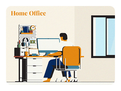 Home Office design desk setup flat illustration home office illustration interior minimal room workspace