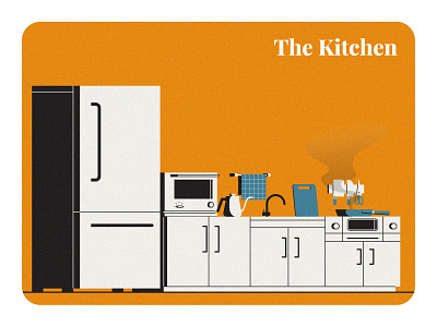 The Kitchen cooking cutting board design flat illustration fridge illustration interior interior design kitchen kitchenware knife minimal minimal illustration oven