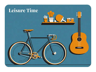 Leisure Time bicycle design film camera fixed gear fixie flat illustration guitar illustration leisure minimal ping pong plants table tennis
