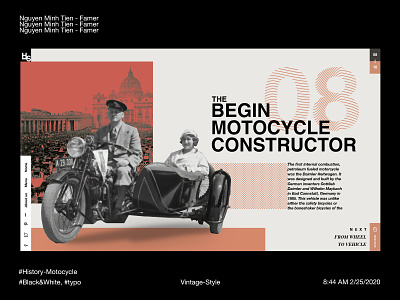 Vintage Style - History of Motocycle (Index page) blackandwhite history motorcycle orange pattern rectangles vintage