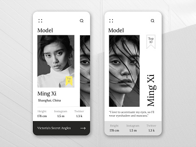 Models Application - B&W black white ming xi model victorias secret