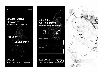 Black award - Crazy layout adobe xd black and white courier crazy mobile ui