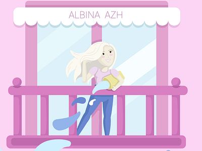 Cover of my friend's single balcony character girl illustration pink vector water window