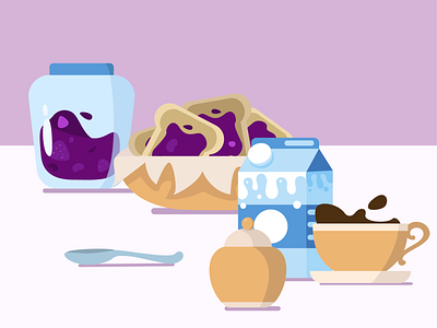 Breakfast berries blue breakfast coffee illustration purple tasty vector