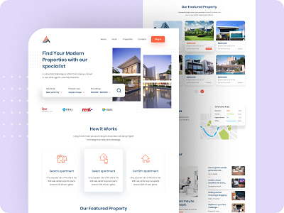 Real Estate Landing Page Design branded website company web design figma design figma template figma ui homepage house website landing page modern and clean property management psd template real estate agent realtor web design website design