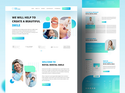 Royal Dental Smile Clinic Website Design clean design clinic website design dental dental care dental clinic dental clinic landing page dental health dental landing page dental treatment dental website dentist doctor doctor landing page figma health care website healthcare hospital medical website minimal design website design