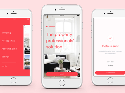 iOS App for property professionals app clean ios light mobile property red ui