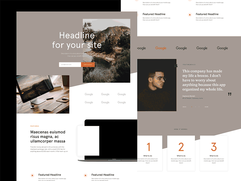 Color Variations - One Page templates pt.4 app iphonex landing landing page marketing one page one page site pattern patterns typography ui website