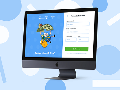 Fun payment screen cartoon concept design fun payment payment form ui ui design user interface ux design webdesign