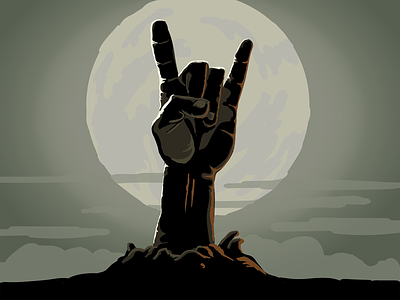 Zombie rocker sketch full moon illustration rock and roll sketching vector zombie