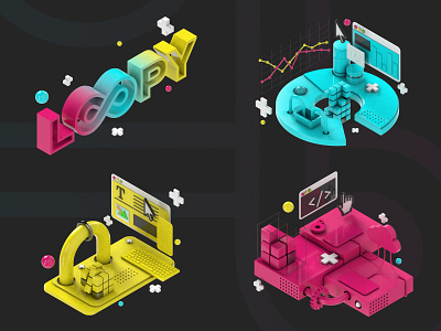Loopy Website Illustrations 3d branding design illustration ui web