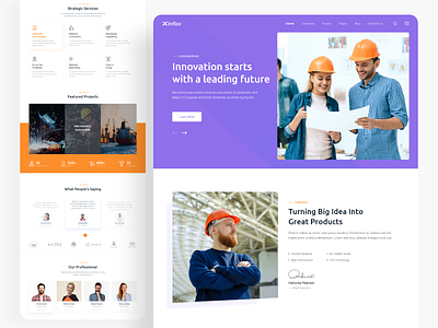 Xinflax- Industrial & Manufacturing landing pages adobe xd clean colorfull creative engineering industrial inspiration manufacture minimal ui uidesign uiux