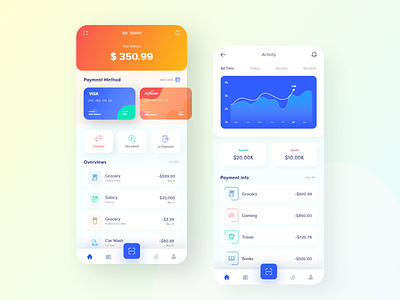 Wallet iOS Apps Concept (Freebie) apple apps design apps screen colorful minimal minimalist trend typogaphy ui uidesign wallet