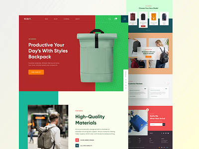 Rebit - Backpack Landing Page backpack backpack landing pages branding colorful design inspiration landing page minimalist typogaphy ui ui design uidesign