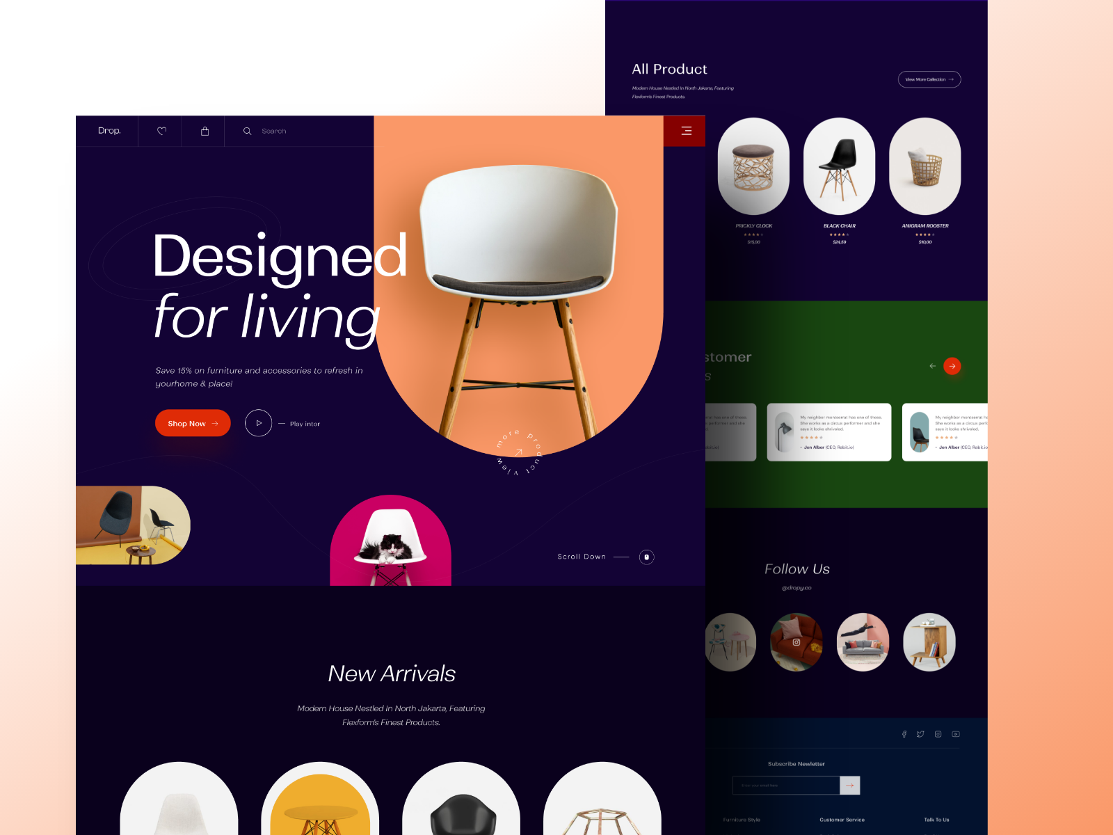 Drop. Furniture Landing Page Exploration by Forhadul Alam Minar on