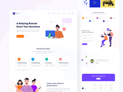 Folax digital agency landing pages agency website colorful illustrations landing page design landingpage minimal ui design uidesign uiux