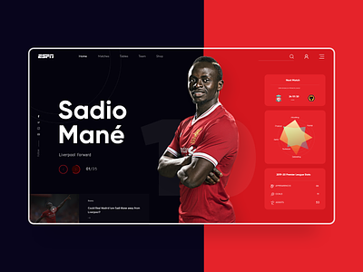 ESPN-Player Profile Redesign Concept design inspiration football interface liverpool fc player profile redesign sports typography design uidesign