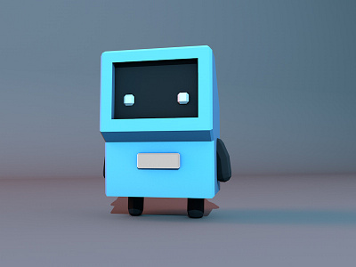 Bluebot 3d blue character low poly perspective robot