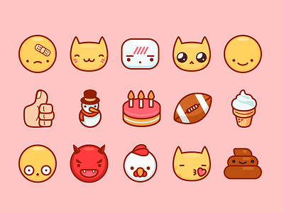 MeowChat Emoticon Set cake cat chicken emoticon emoticons face football ice cream like poop smile snowman
