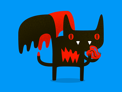 Demon Cat cat demon evil hearth illustration vector wings